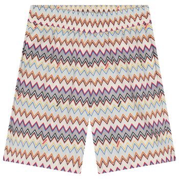 Boys Beige Zigzag Swim Shorts