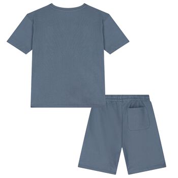 Boys Blue Cotton Shorts Set