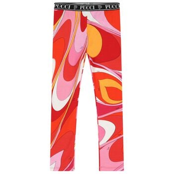 Girls Red & Purple Logo Iride Leggings 