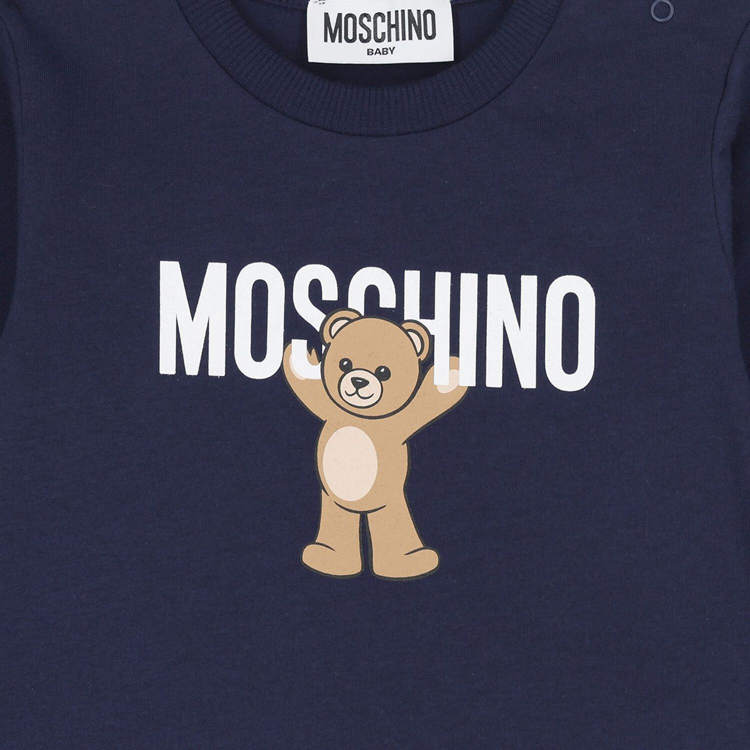 Younger Navy Blue Teddy Bear Logo Long Sleeve Top, 2, hi-res