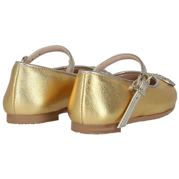 Girls Gold Heart Ballerina Shoes