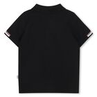 Younger Boys Black Logo Polo Shirt, 1, hi-res