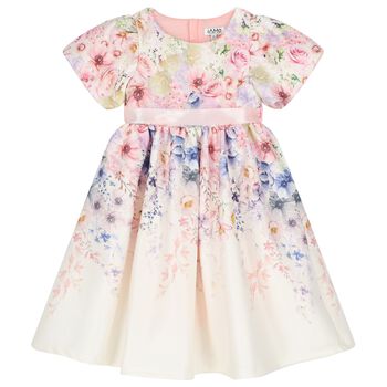 Girls White & Pink Floral Dress
