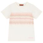 Girls Ivory Zig Zag Logo T-Shirt, 1, hi-res