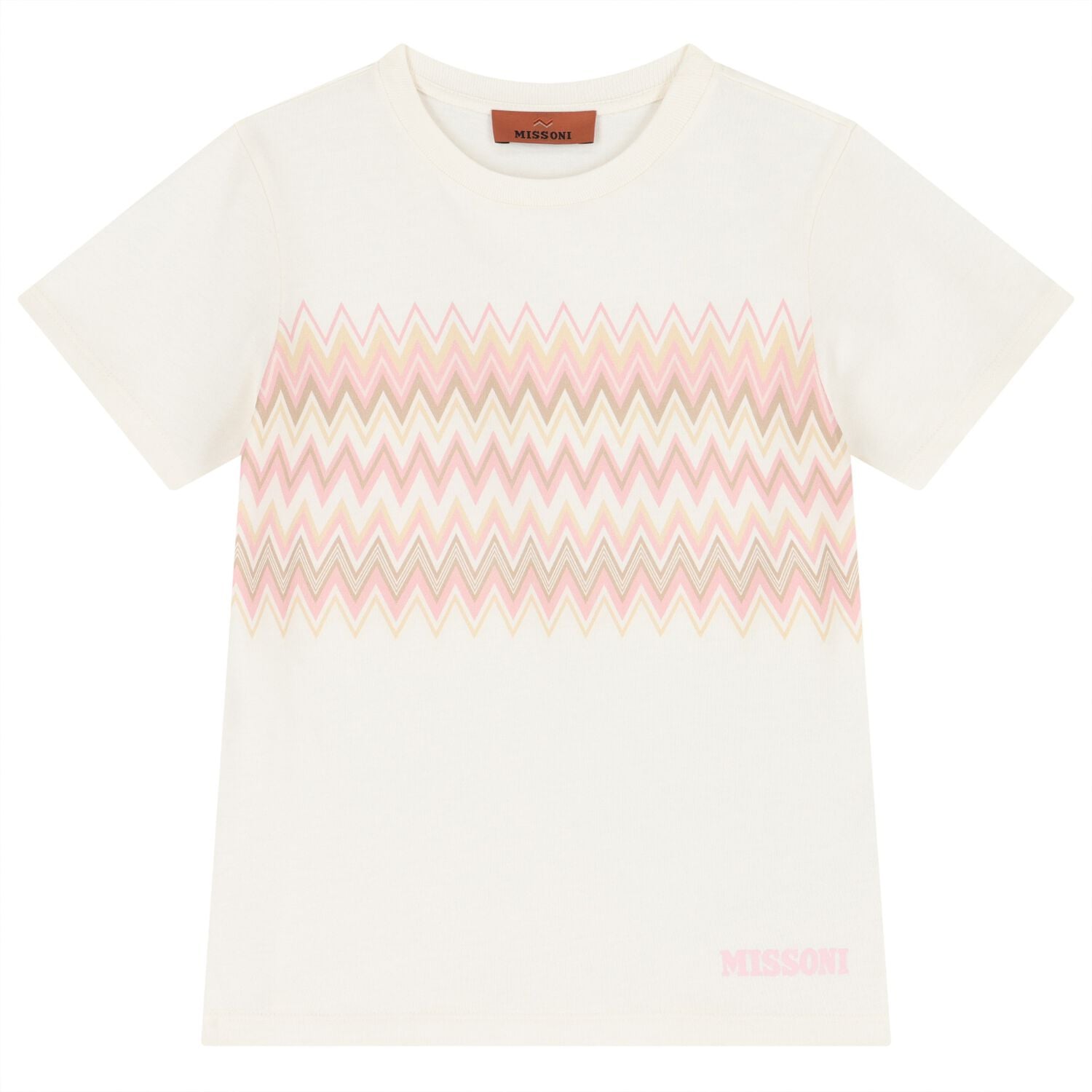 Girls Ivory Zig Zag Logo T-Shirt, 1, hi-res