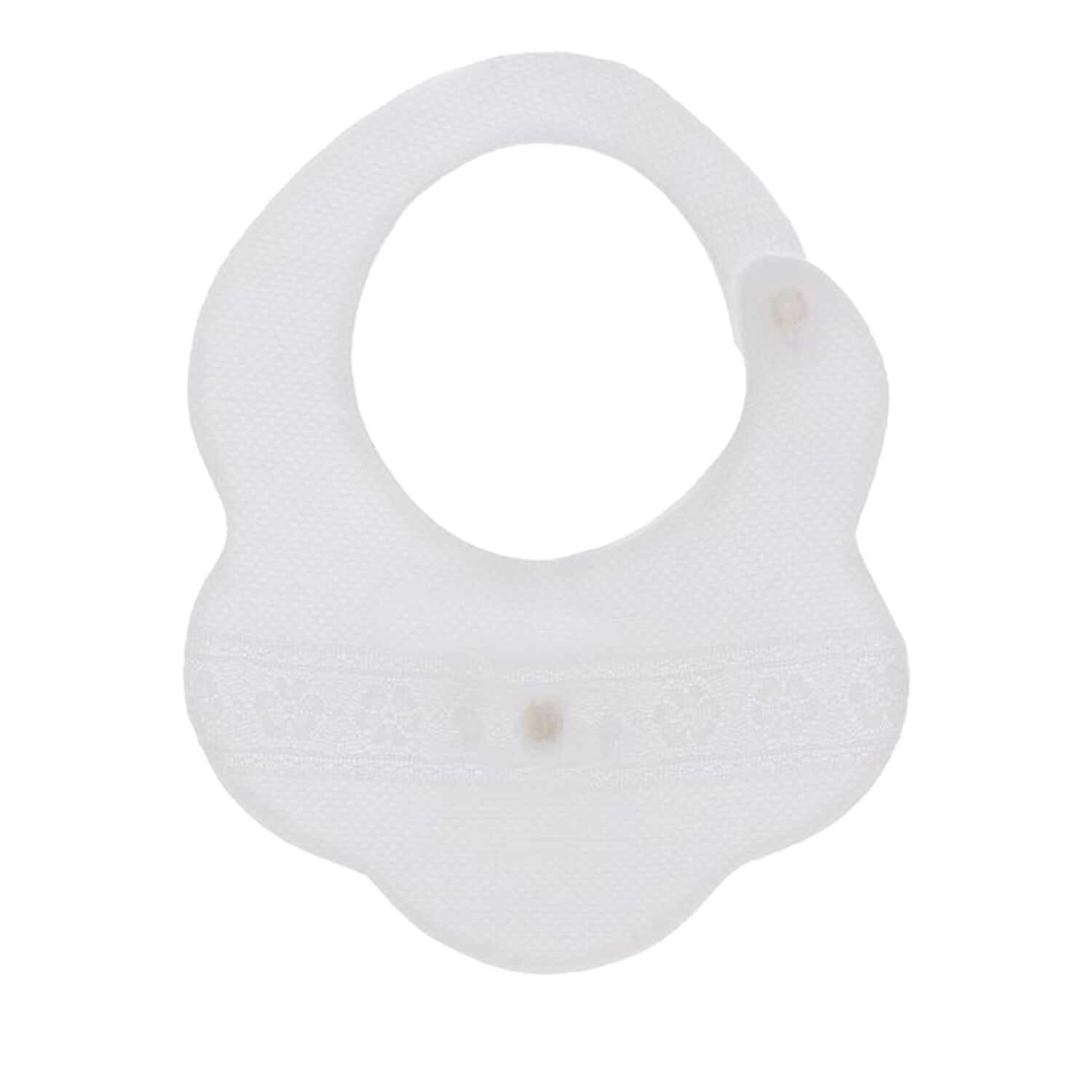 Baby Girls White Scalloped Bib, 1, hi-res