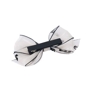 Girls White & Navy Blue Bow Hairclip