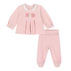 Baby Girls Pink Floral Motif 2 Piece Babygrow, 1, hi-res