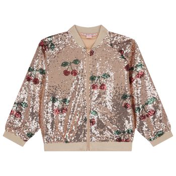 Girls Rose Gold Sequins Zip Up Top