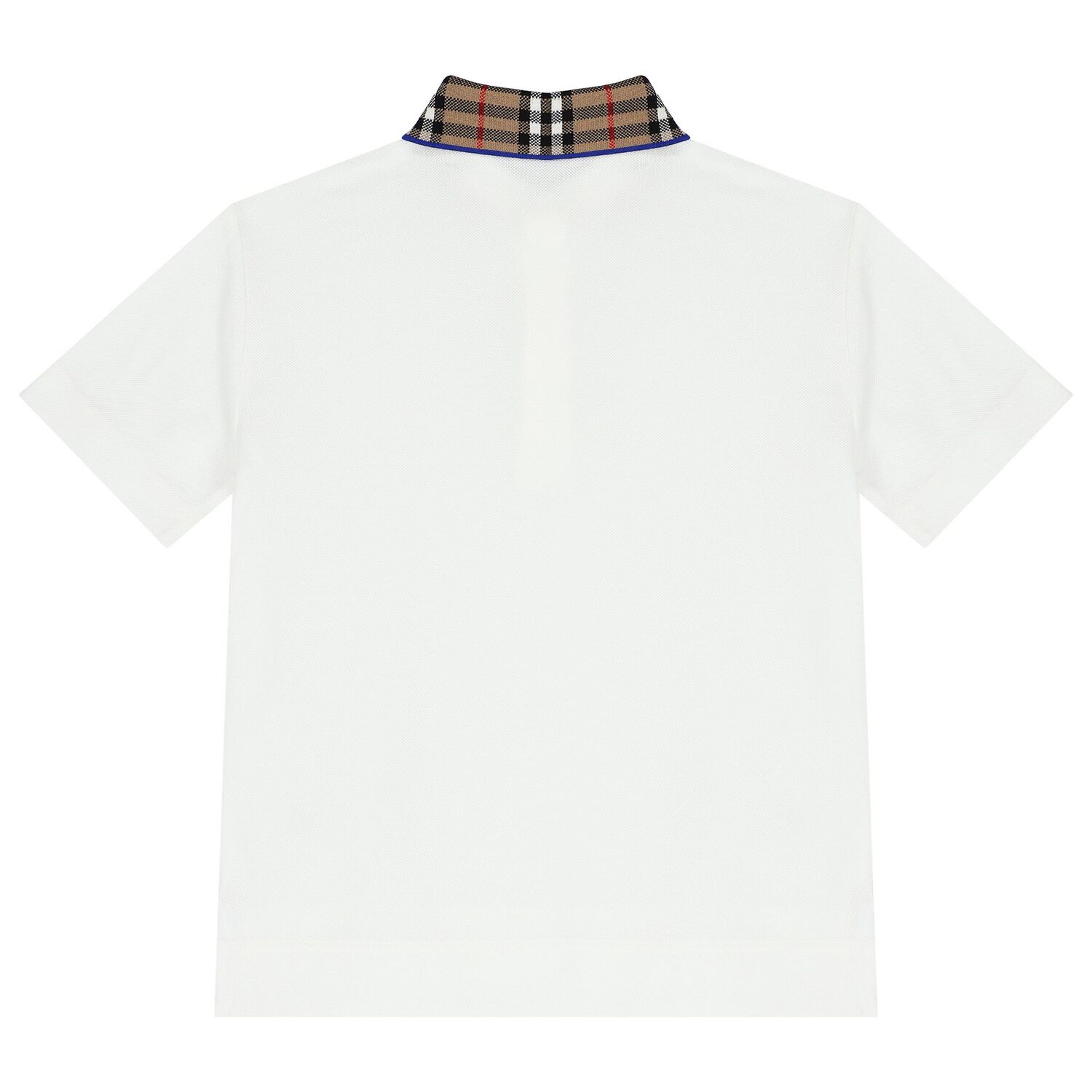 Boys White Logo Check Polo Shirt, 1, hi-res