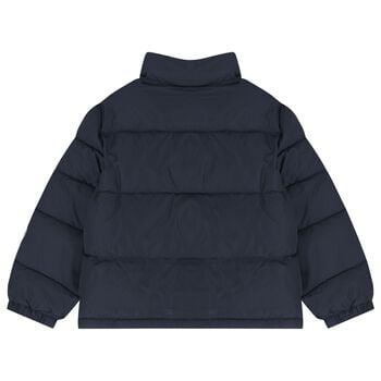 Boys Navy Blue Logo Puffer Jacket