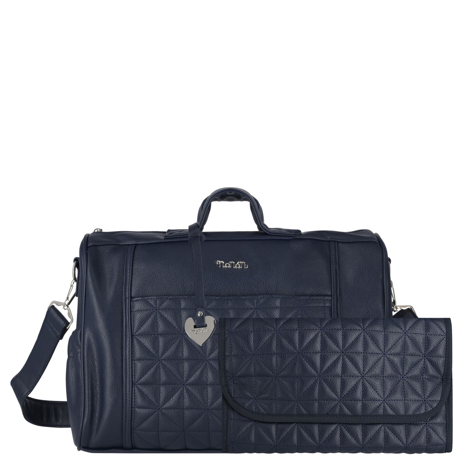 Navy Blue Quilted Baby Changing Bag, 1, hi-res