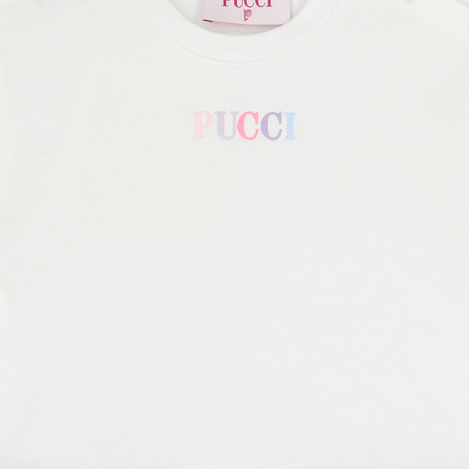 Younger Girls White & Pink Logo Dress, 1, hi-res