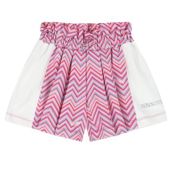 Girls Pink & White Zigzag Shorts