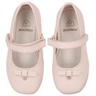 Younger Girls Pink Bow Ballerina Shoes, 2, hi-res