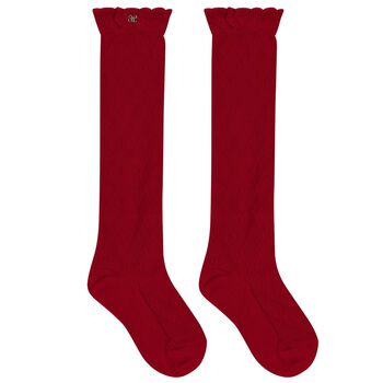 Girls Red Jacquard Socks