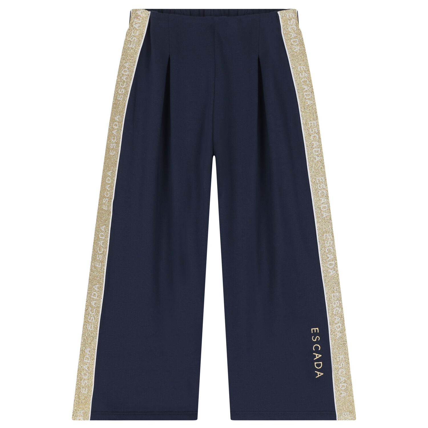 Girls Navy Blue and Gold Trousers, 1, hi-res