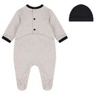 Baby Boys Grey & Black Logo Babygrow Set, 1, hi-res