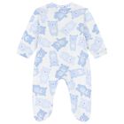 Baby Boys White & Blue Teddy Bear Babygrow, 1, hi-res
