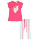 Girls Pink & Aqua Striped Leggings Set , 1, hi-res
