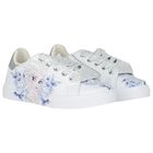 Girls White & Blue Disney Logo Trainers, 1, hi-res