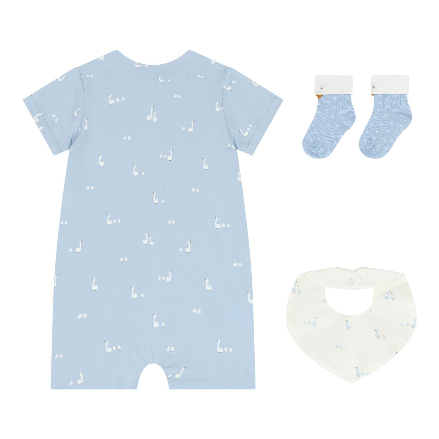 Baby Boys Blue Swan Romper Set, 2, hi-res