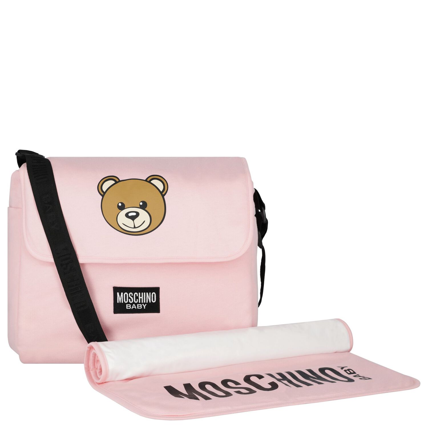 Pink Teddy Bear Logo Baby Changing Bag, 3, hi-res