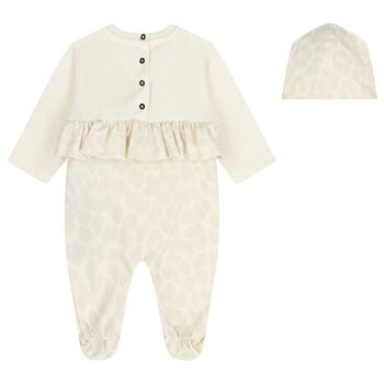 Baby Girls Ivory & Beige Logo Babygrow Gift Set