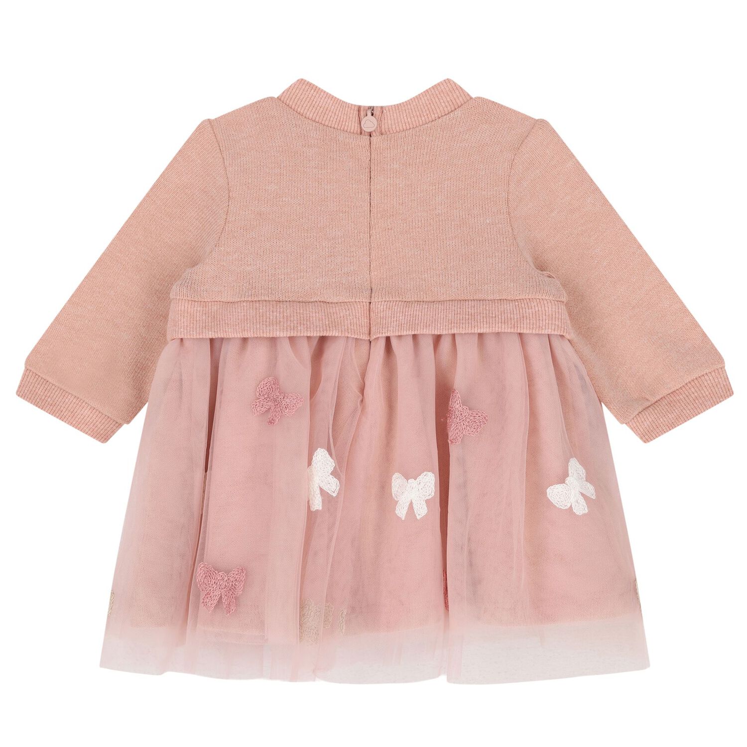 Baby Girls Pink Bow Tulle Dress, 1, hi-res