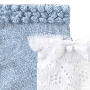 Baby Girls Blue & White Cotton Socks (2 Pack)