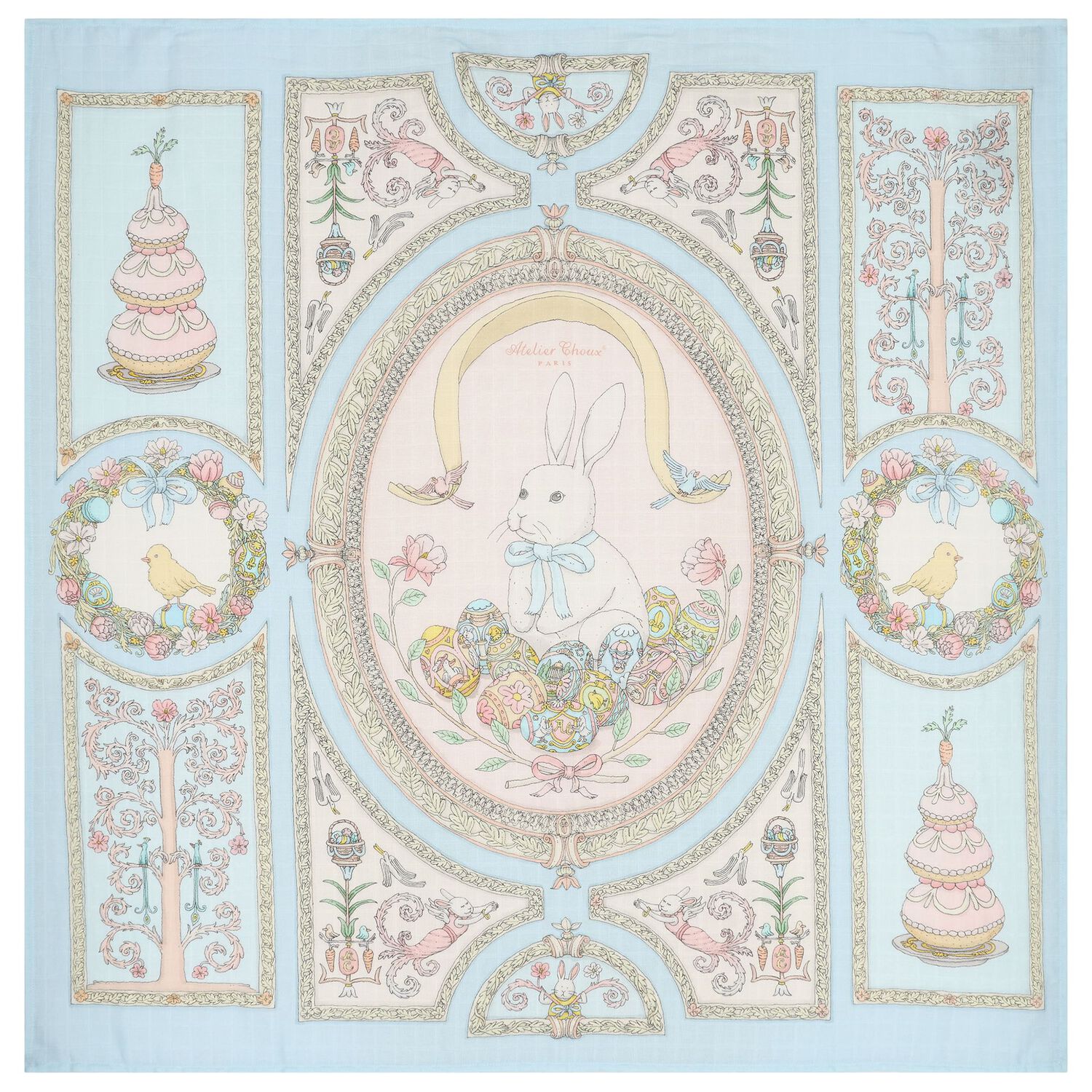 Blue & Pink Spring Bunny Baby Carr&eacute; Swaddle & Bib Gift Set, 1, hi-res