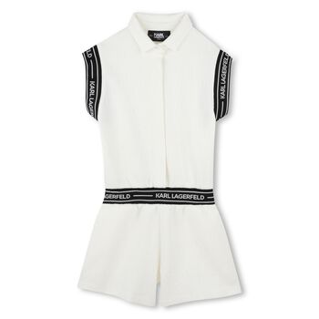 Girls White Logo Playsuit