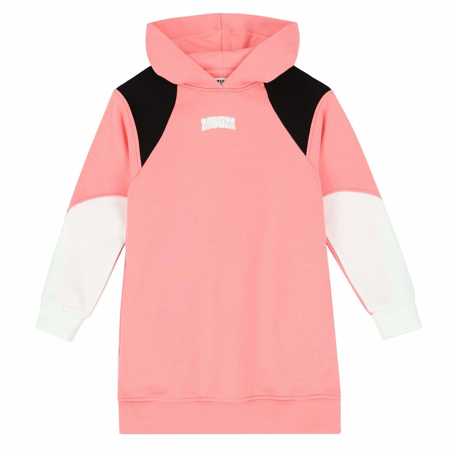 Girls Pink Logo Hooded Dress, 2, hi-res