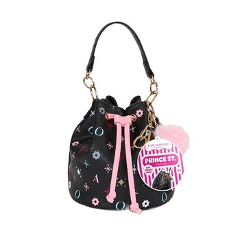 Girls Black & Pink Leather Handbag ( 18CM )