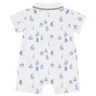 Baby Boys White Sailboat Romper, 1, hi-res