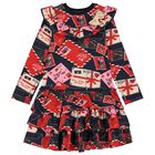 Girls Navy Blue & Red Envelope Dress, 1, hi-res