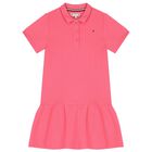 Girls Pink Logo Polo Dress, 2, hi-res