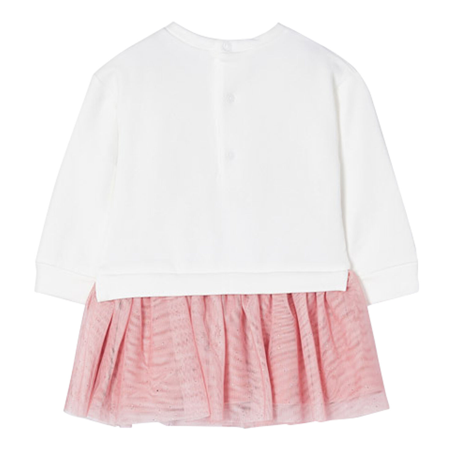 Younger Girls Ivory & Pink Dress, 2, hi-res