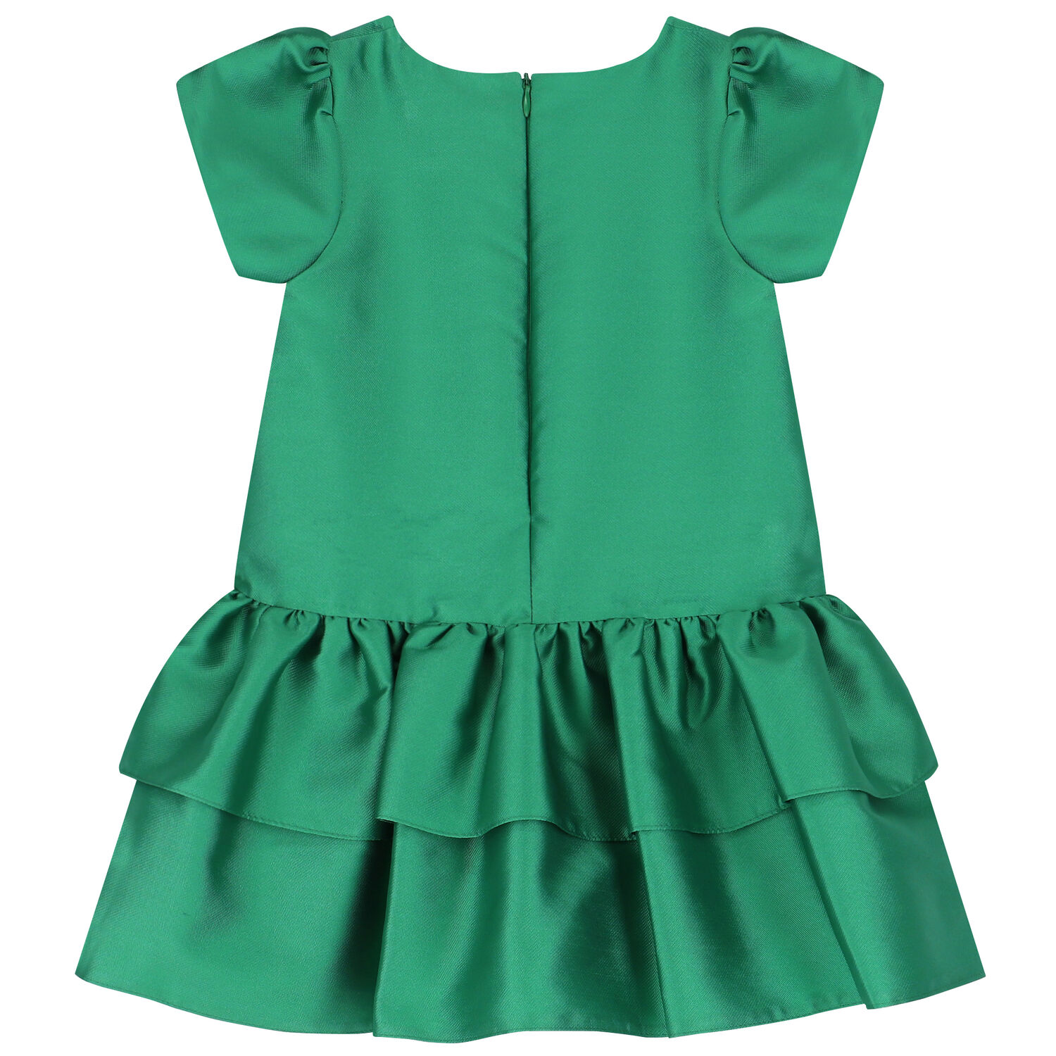 Girls Green Satin Bow Dress, 1, hi-res