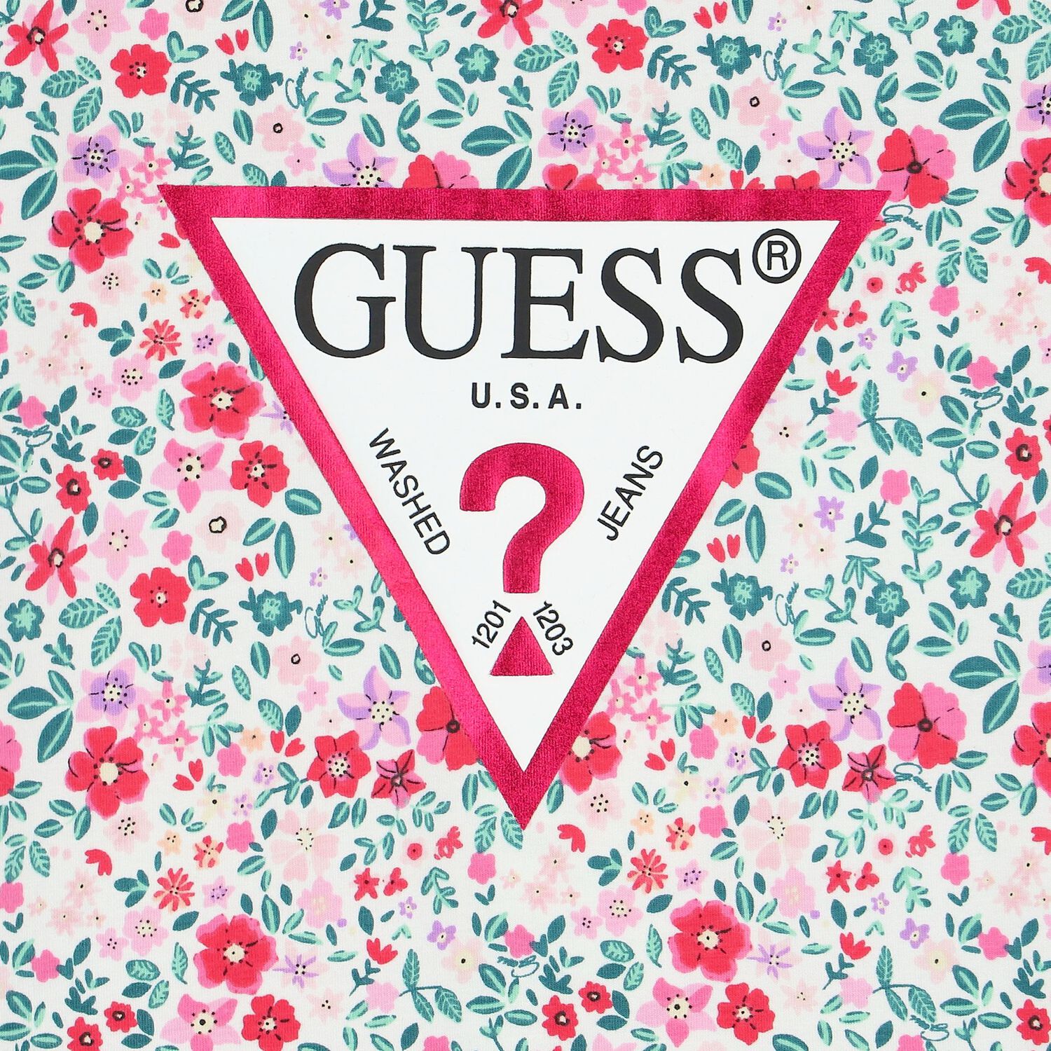 Girls Green & Pink Floral Logo T-Shirt, 4, hi-res