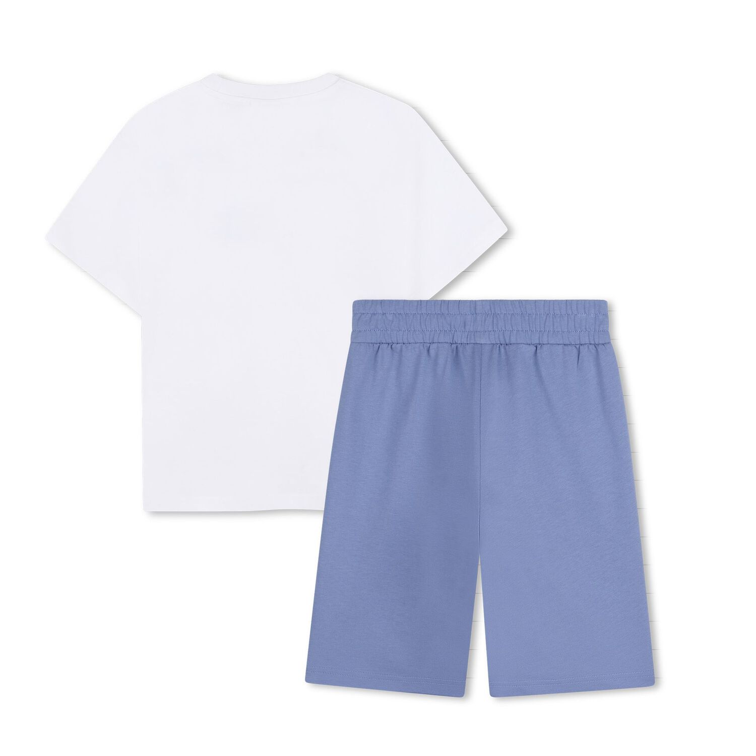 Boys White & Blue Logo Shorts Set, 1, hi-res