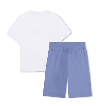 Boys White & Blue Logo Shorts Set