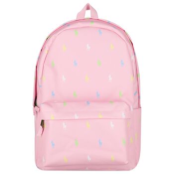 Girls Pink Canvas Pony Logo Backpack ( 44cm )
