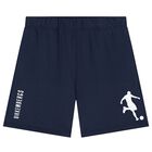 Boys White & Navy Blue Logo Shorts Set, 1, hi-res