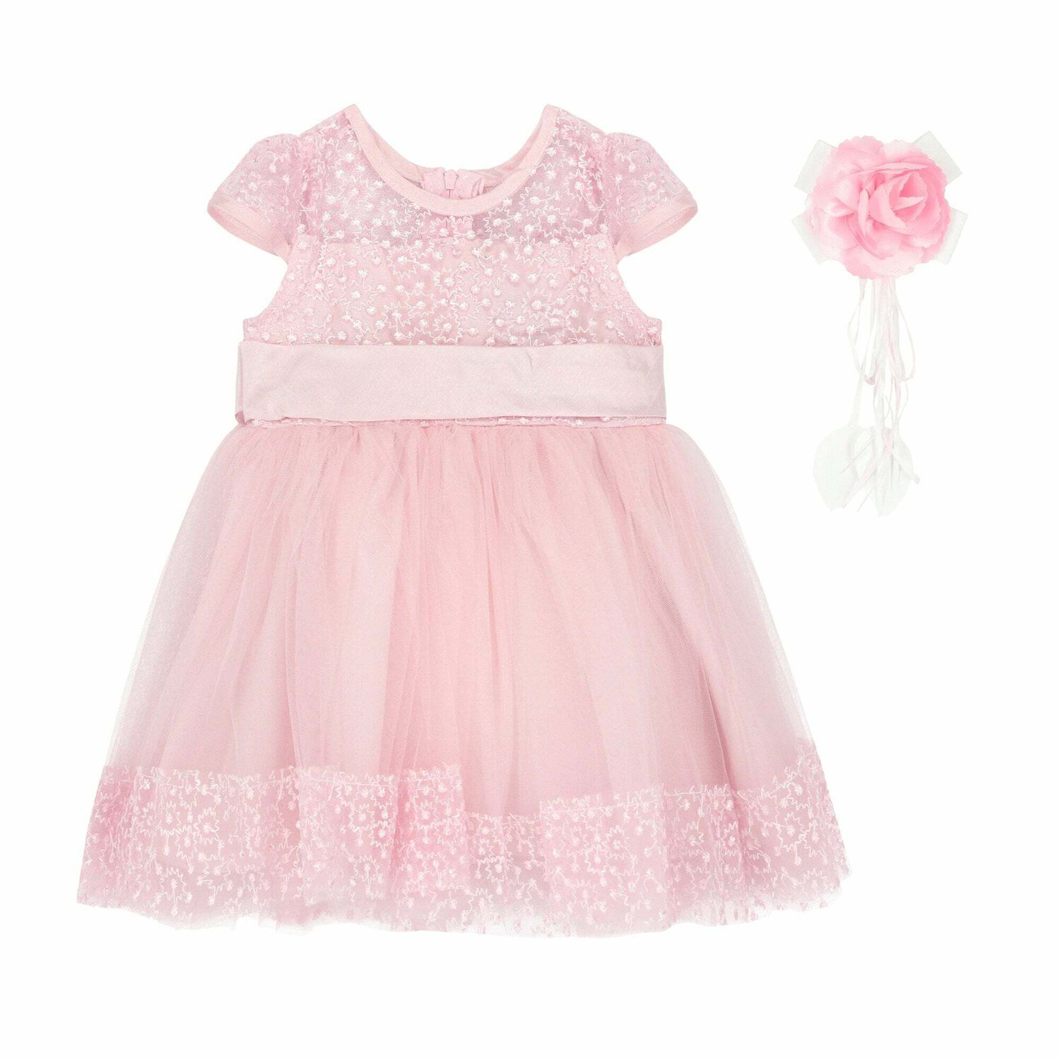 Baby Girls Pink Tulle Dress Set, 1, hi-res