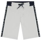 Boys Grey Logo Shorts, 1, hi-res