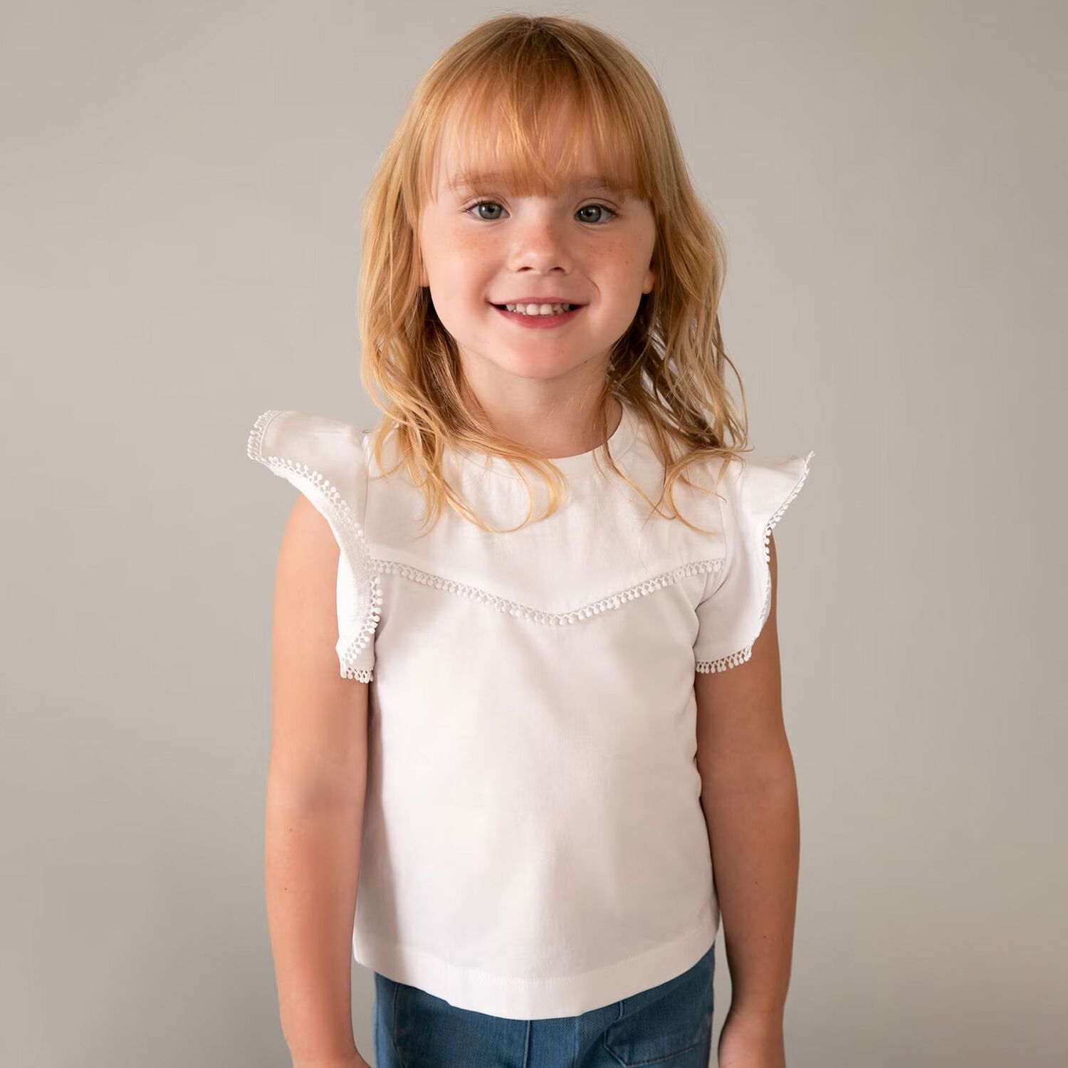 Girls White T-Shirt, 1, hi-res