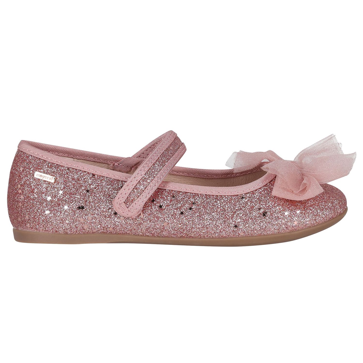Girls Pink Bow Glitters Shoes, 3, hi-res image number null
