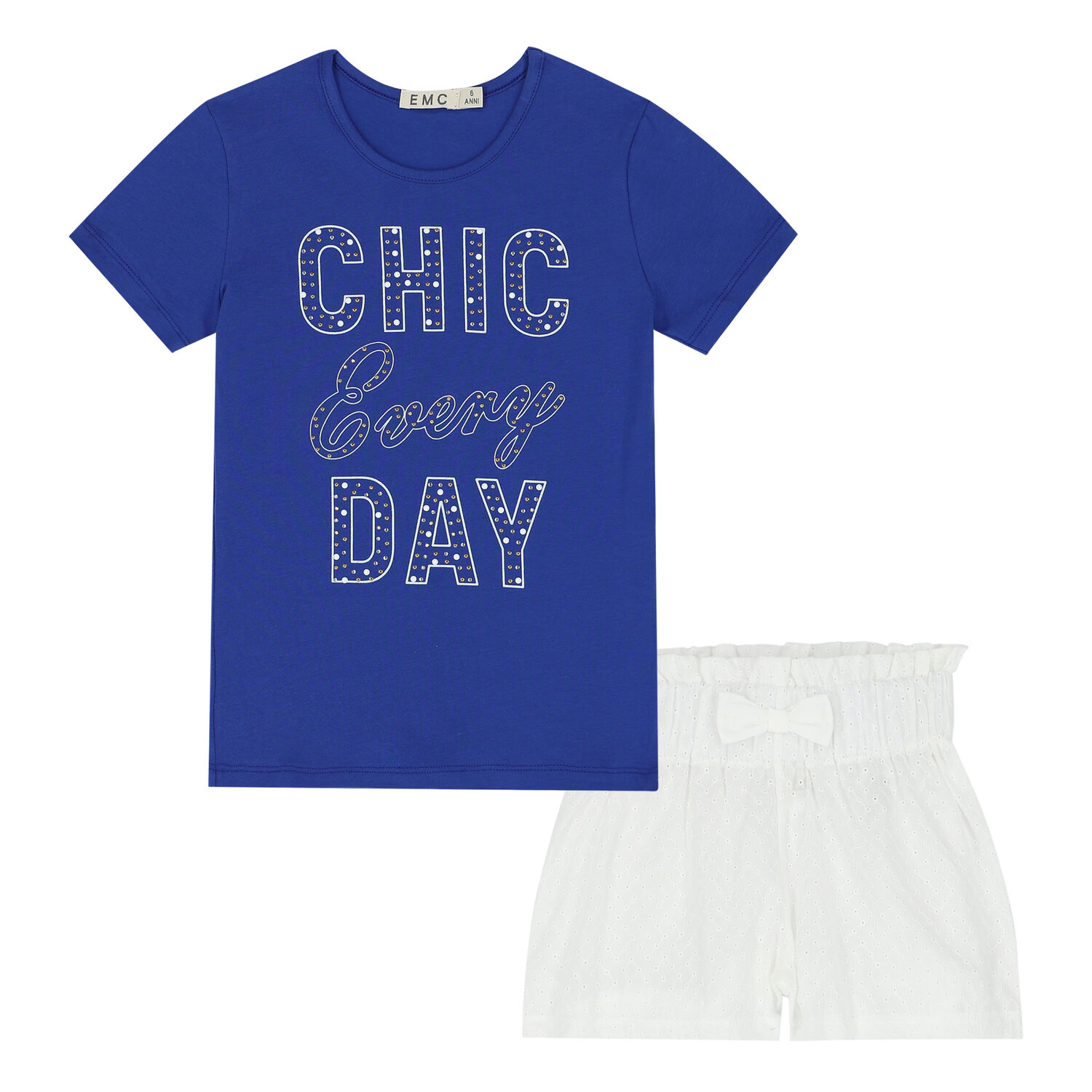 Girls Blue & White Short Set, 1, hi-res image number null
