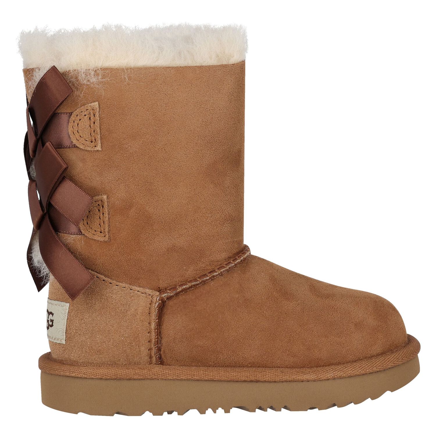 Younger Girls Beige Bailey Bow II Suede Boots, 2, hi-res
